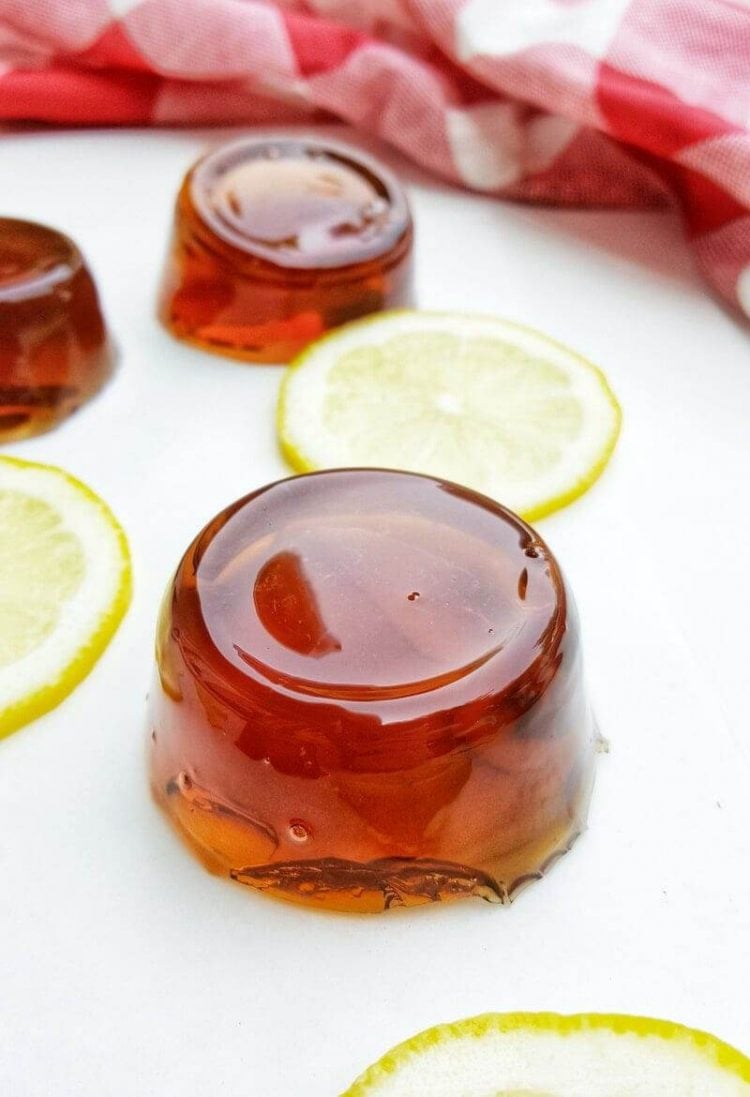 long island iced tea jello shots with lemon slices