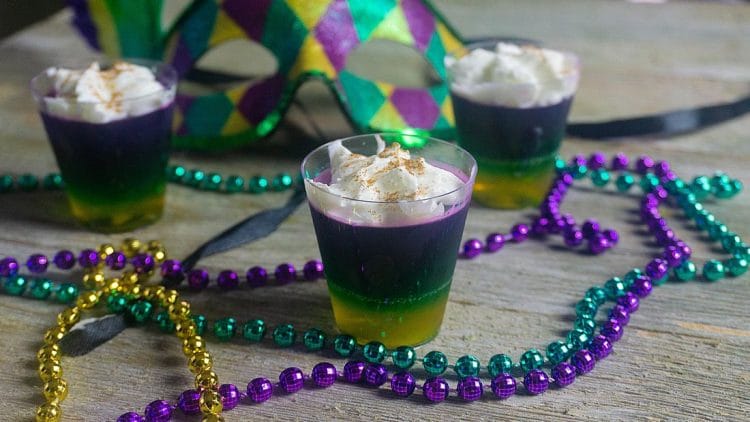 mardi gras jello shots with mardi gras beads