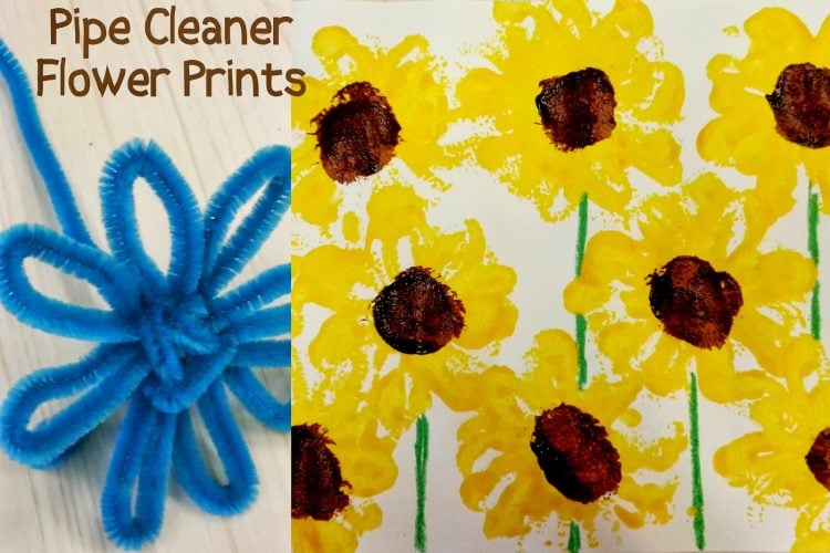sunflower pipe cleaner print craft for kids