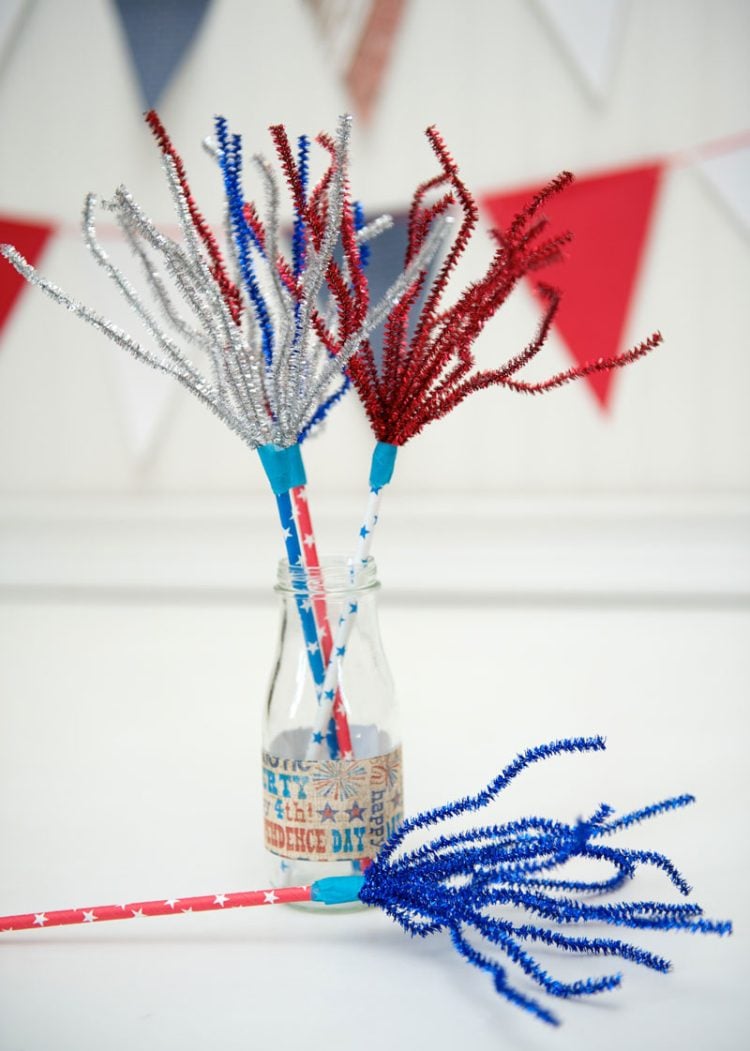 pipe cleaner sparklers in jar 