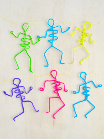 colorful pipe cleaner skeletons
