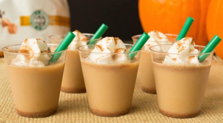 pumpkin spice latte jello shots with green straws
