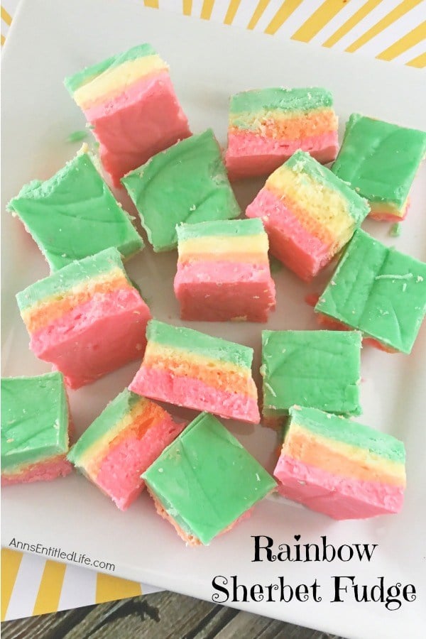 cubes of rainbow sherbert fudge