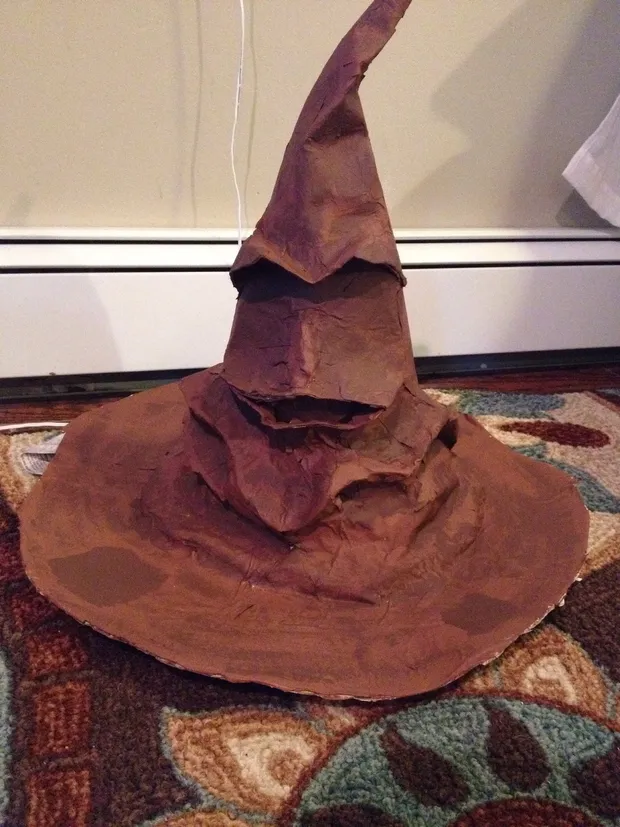 DIY Harry Potter sorting hat made from paper mache