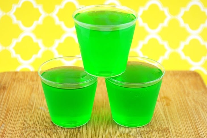tequila lime jello shots stacked on eachother
