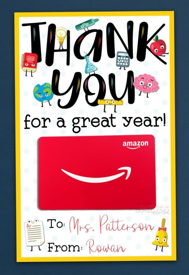 thank you for a great year gift card printable for teachers