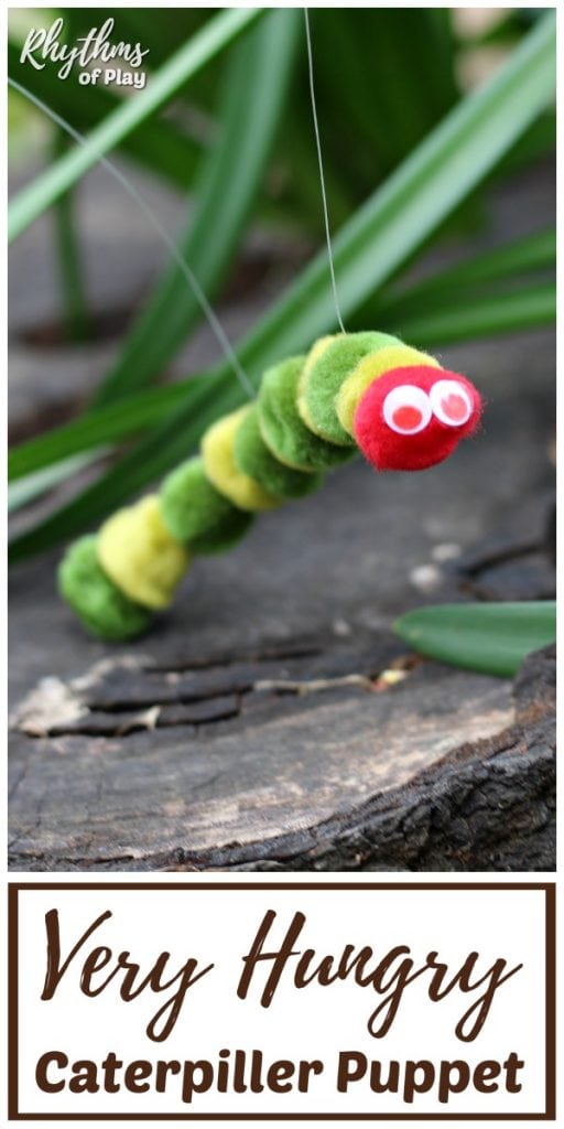 pom pom caterpillar puppet outside