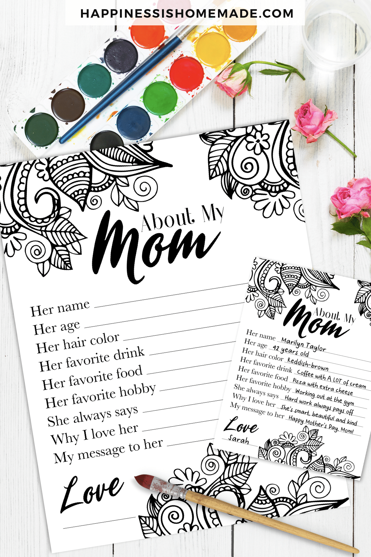 About My Mom Mother's Day printable interview questionnaire
