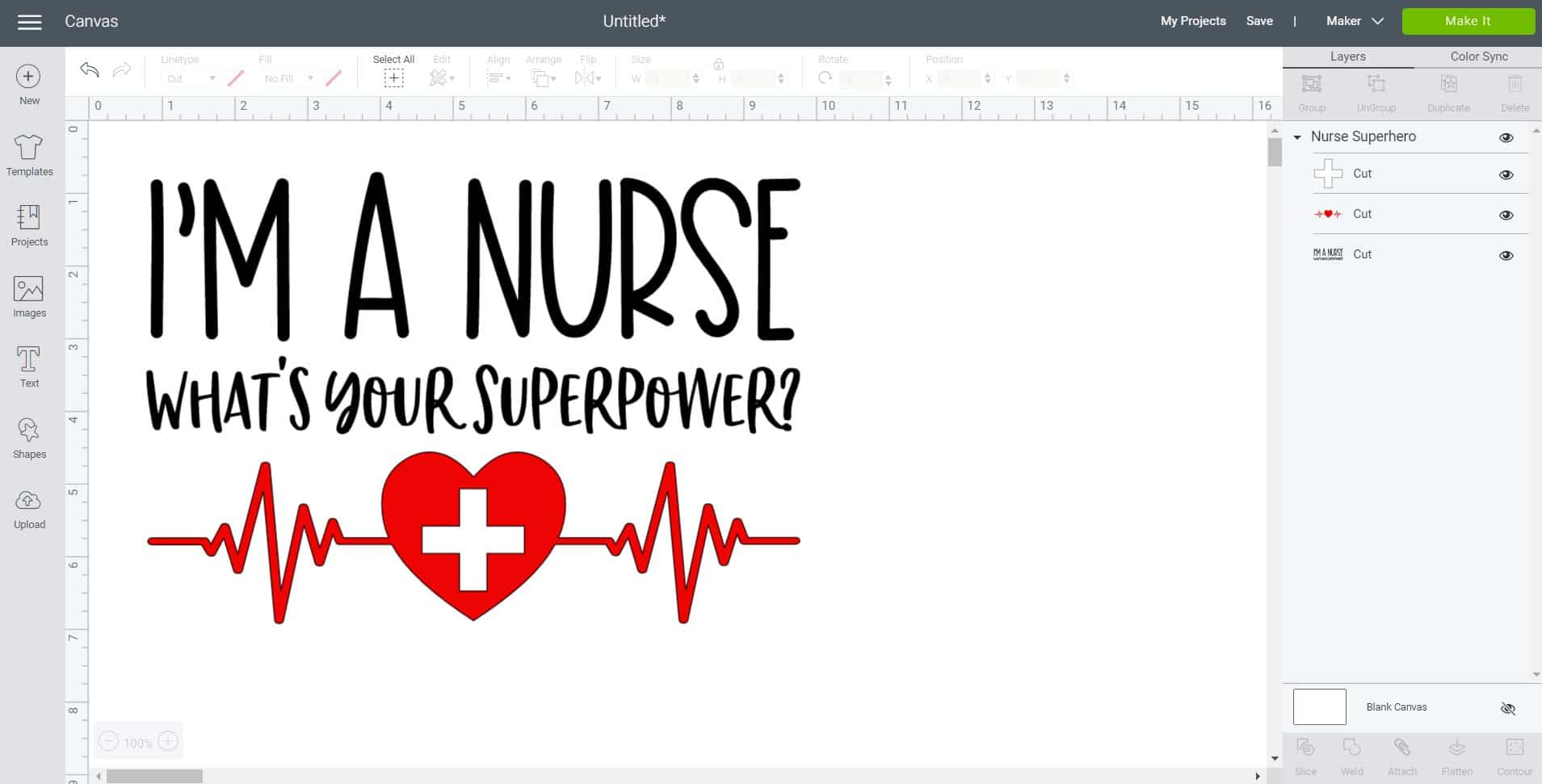 nurse superhero svg file in cricut design space