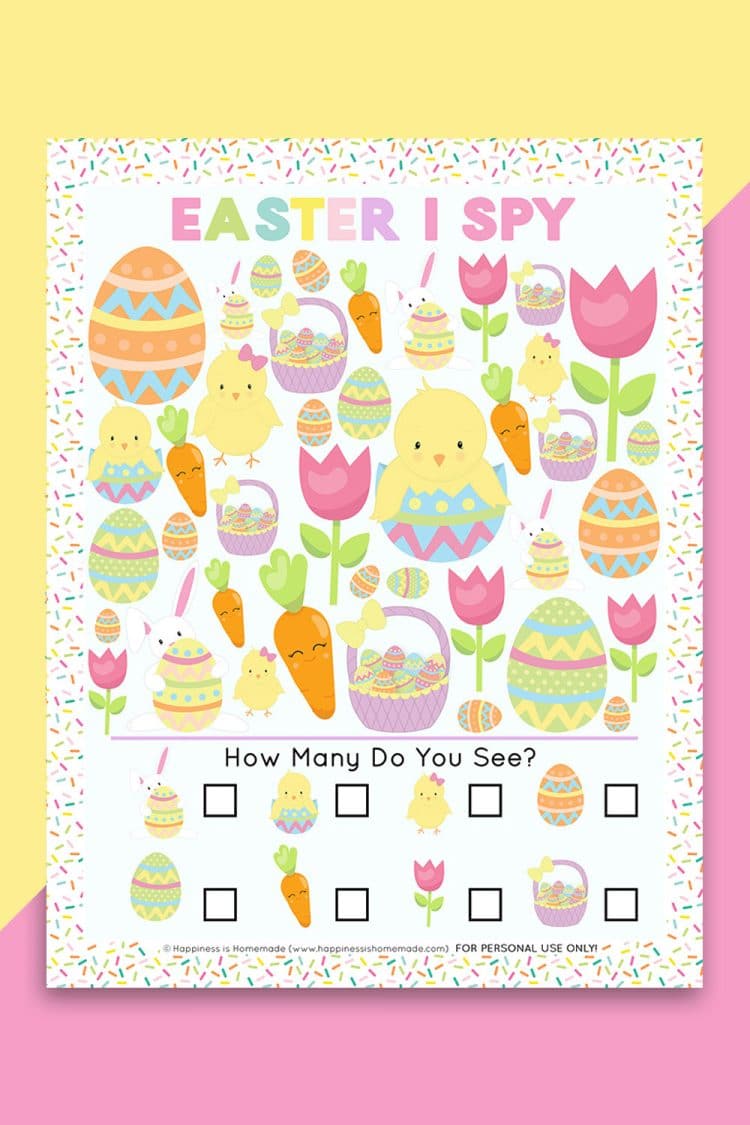 easter I spy game for kids printable sheet