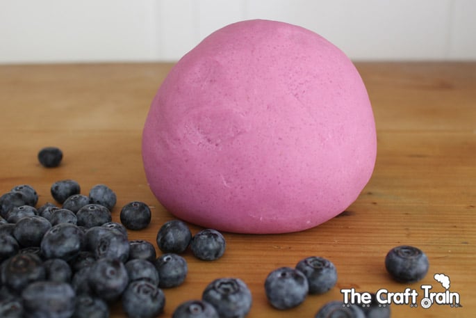 blueberry playdough with real blueberries