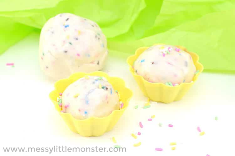 cake mix playdough in cupcake liners