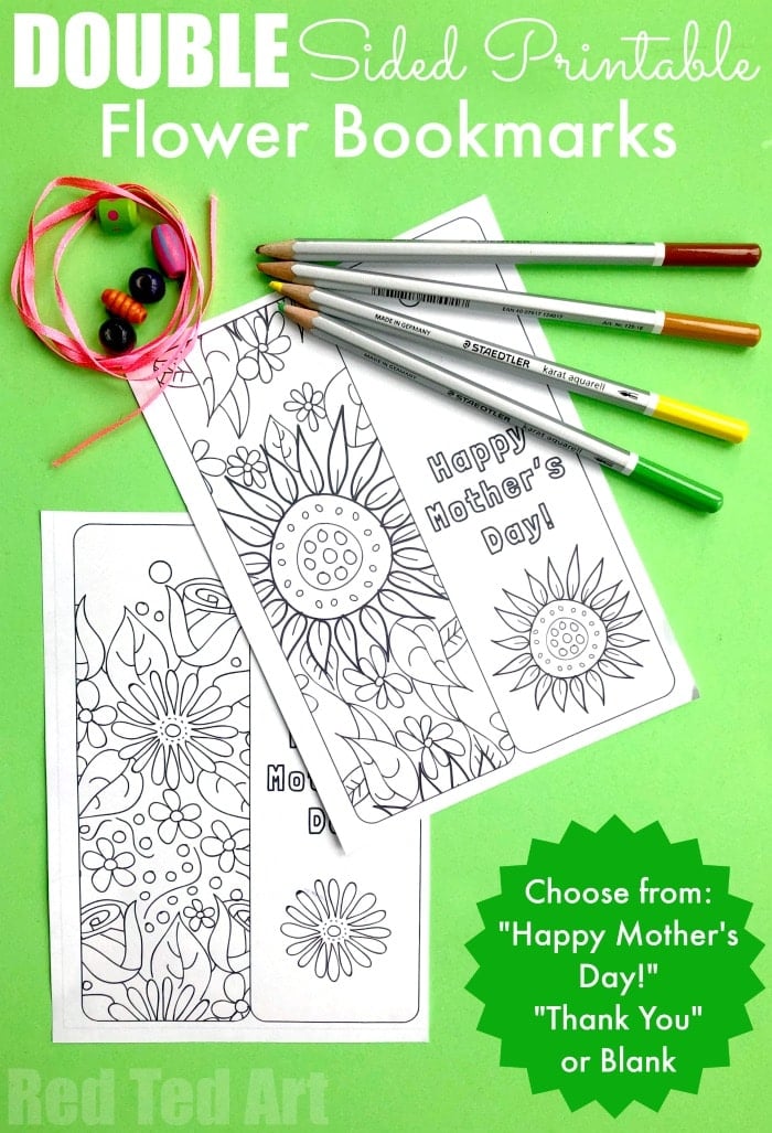 double sided printable flower bookmarks