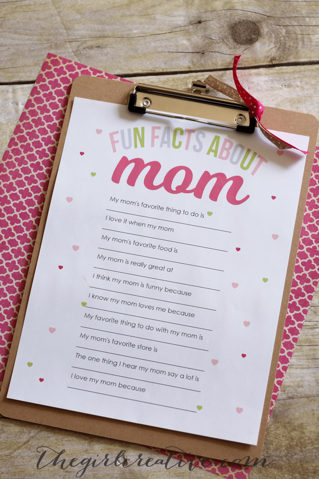 fun facts about my mom printable