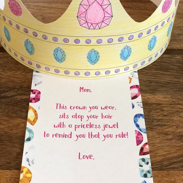 printable mothers day crown and special note