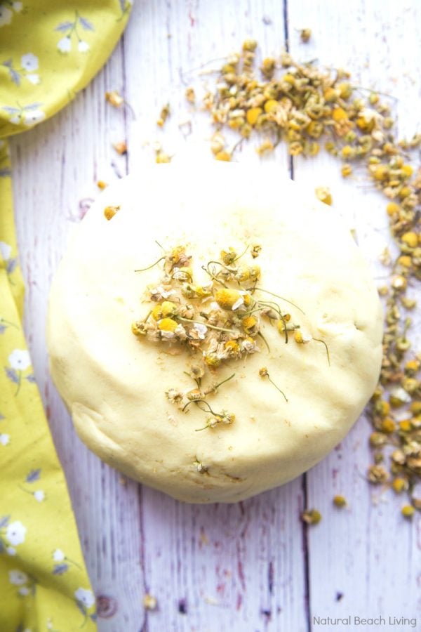 natural chamomile dough with chamomile flowers