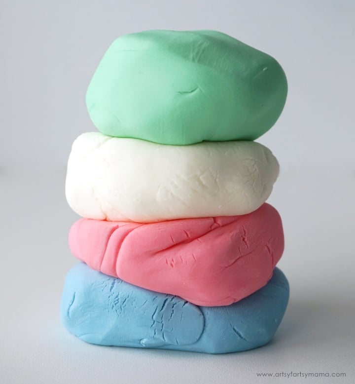 super soft playdough colors stacked on top of eachother