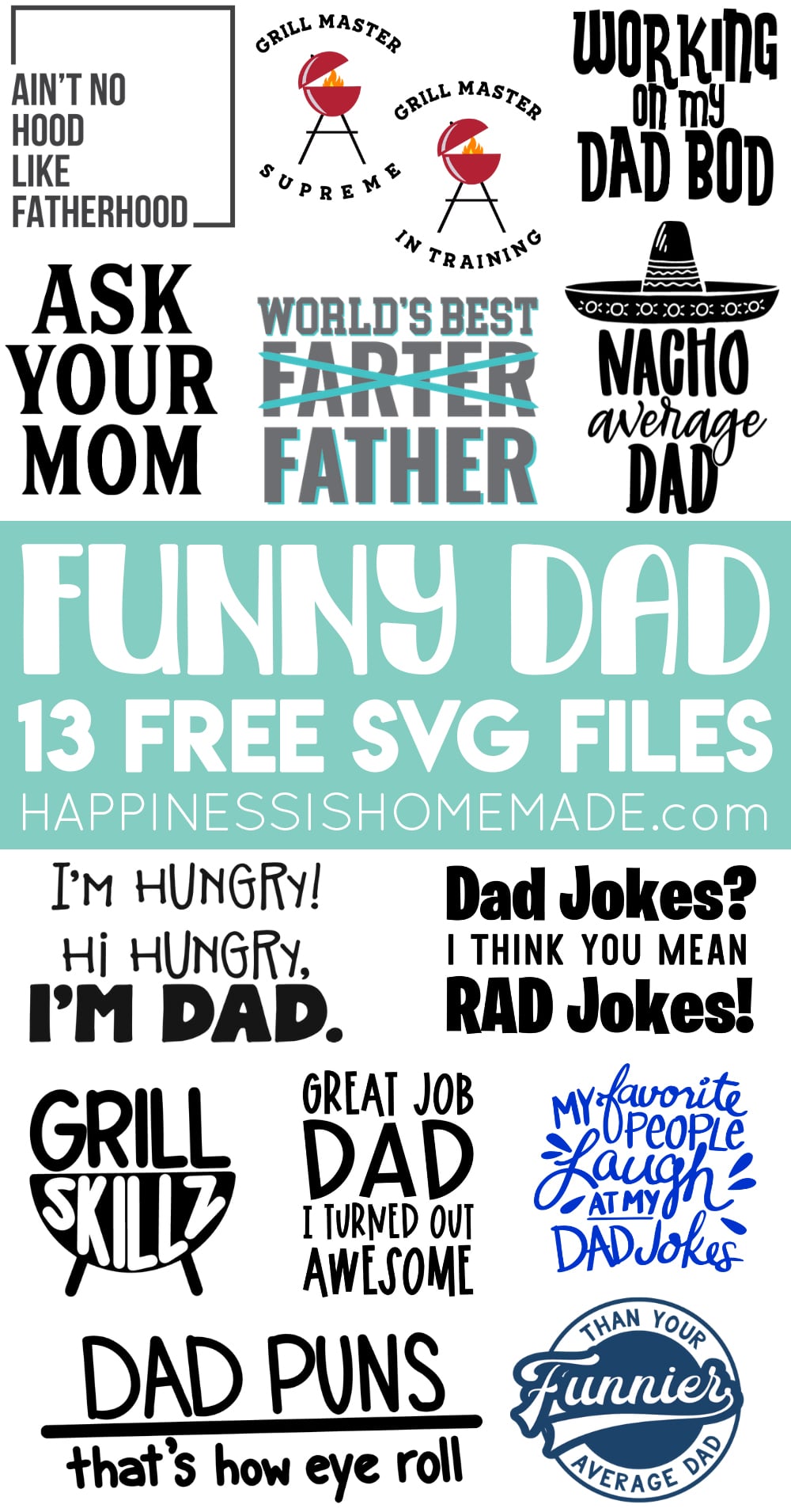 funny dad 13 free svg files collection