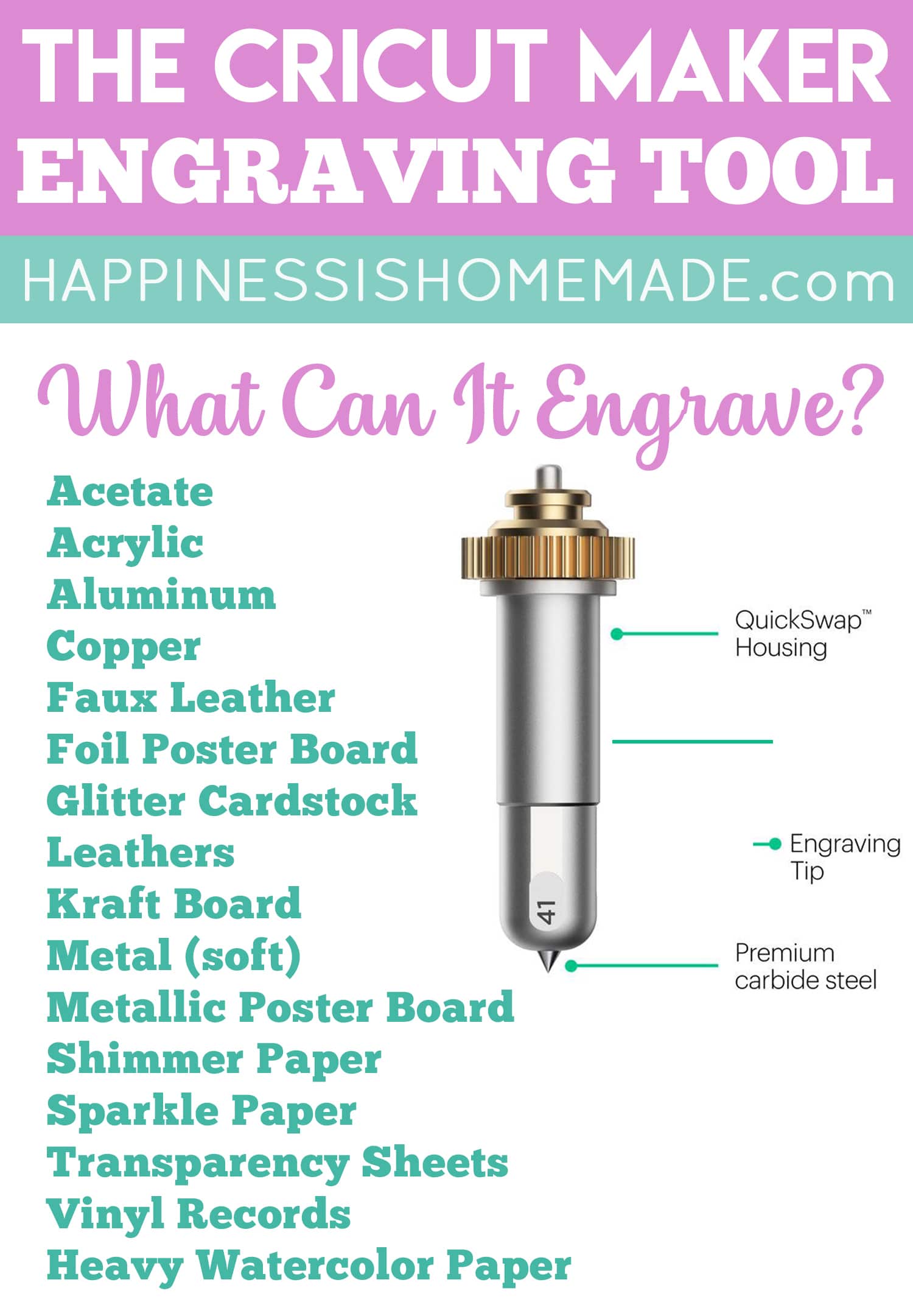 what can it engrave? cricut engraving tool list of materials
