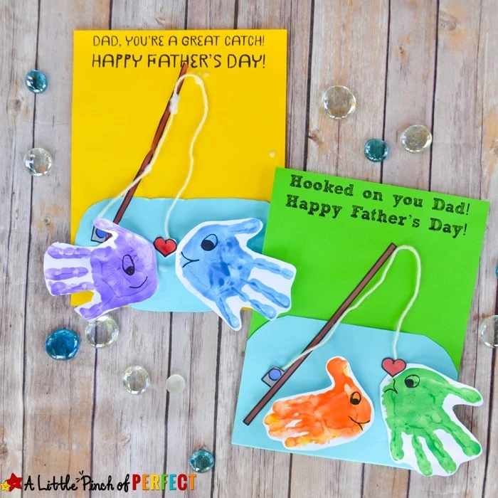 fathers day fishing handprint card