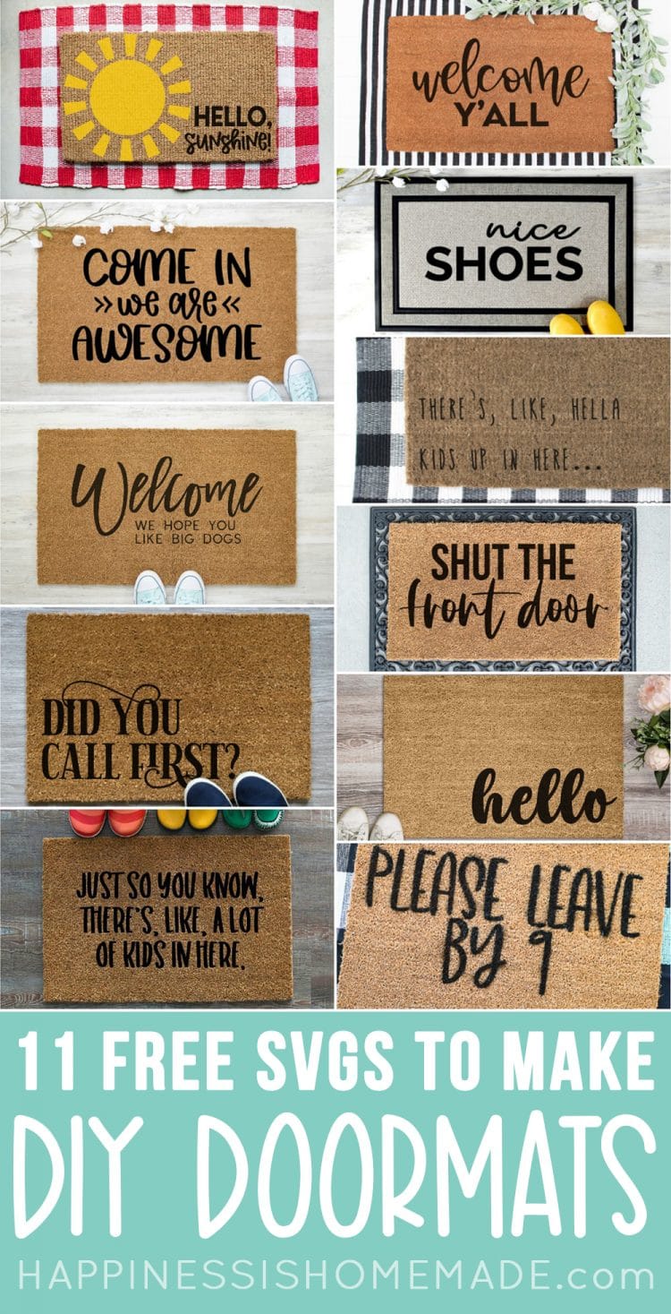 collage of doormat svg files on doormats
