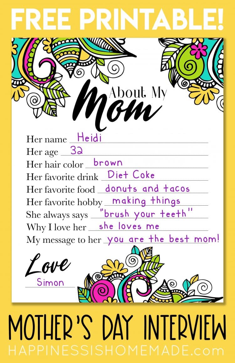 mothers day printable filled out