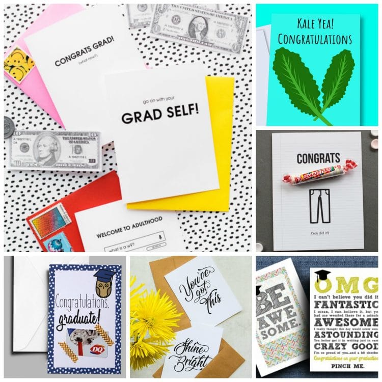 Fun printable graduation cards collage