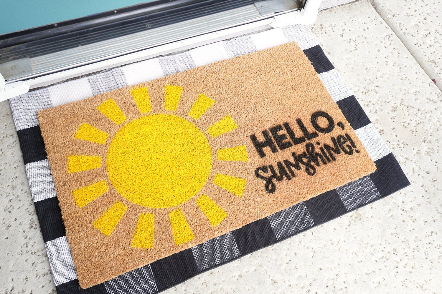 hello sunshine finished easy door mat project made with cricut