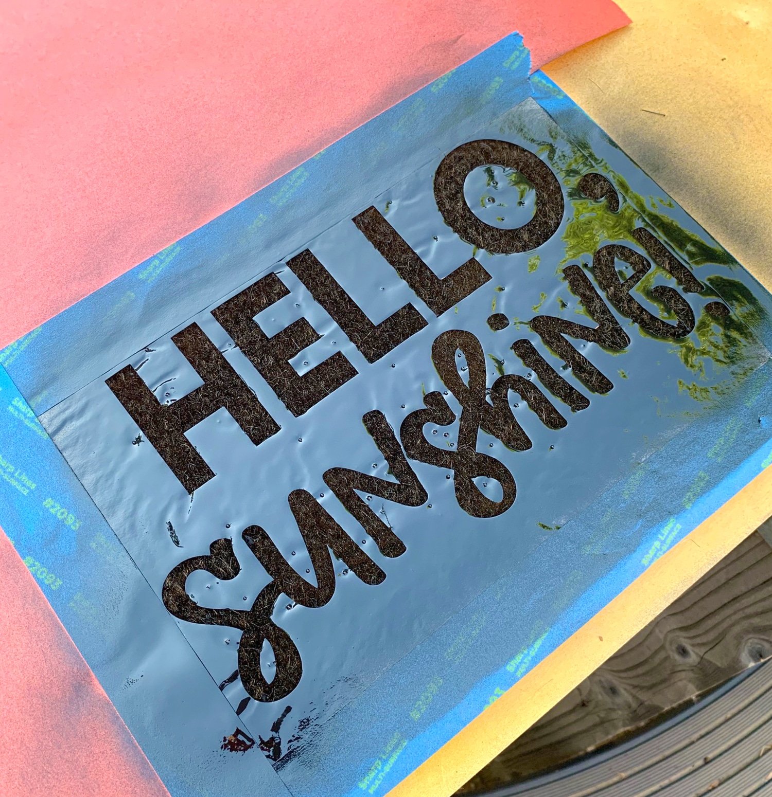 hello sunshine painted with black