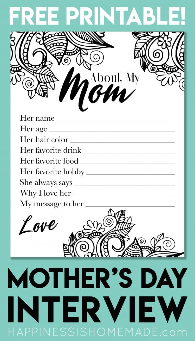 mothers day printable interview
