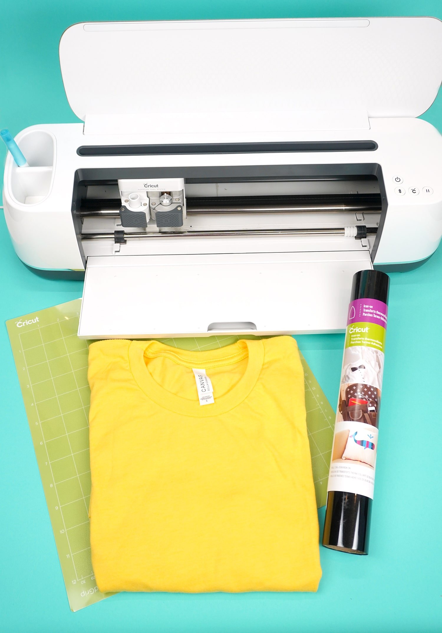 Supplies for making shirts with Cricut Iron-on vinyl