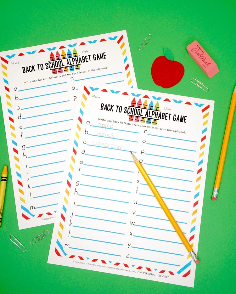 back to school alphabet game printable