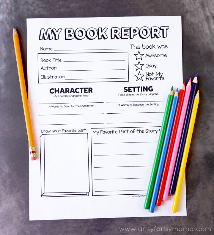 printable my book report form with pencils