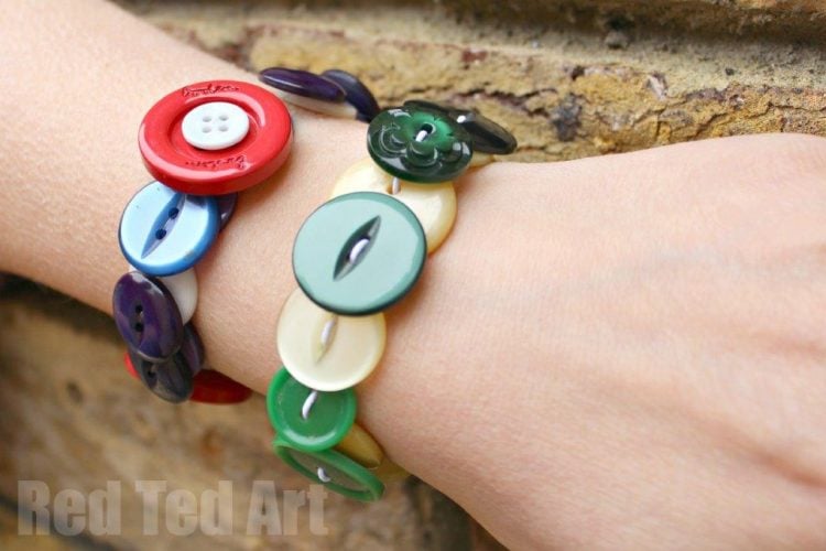 button bracelets being worn on wrist
