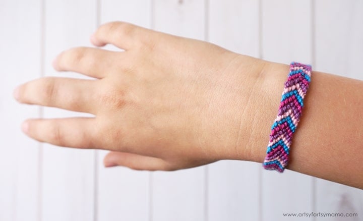 chevron string friendship bracelet worn on wrist