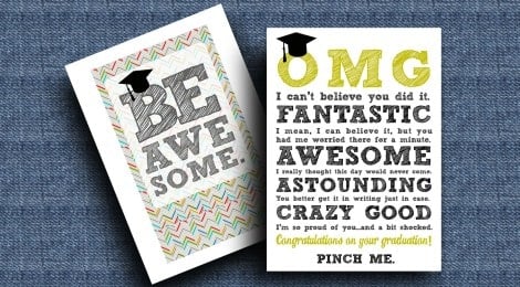 Two printable graduation cards with encouraging affirmations