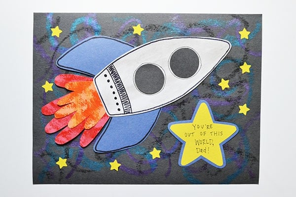 rocket ship flying with stars fathers day craft
