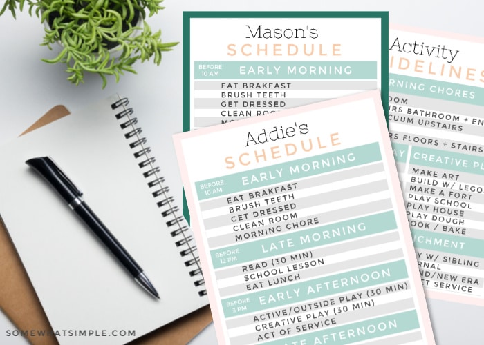 homeschool schedule with school supplies