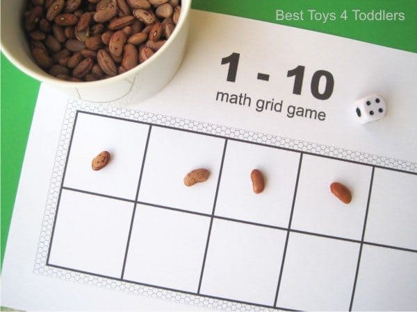 printable math grid game with bean markers