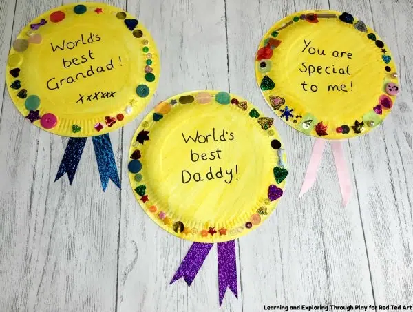 Paper plate medal fathers day preschool craft