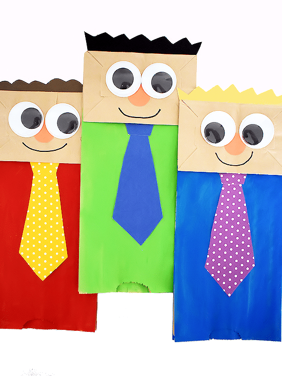 paper bag puppets made to look like dads