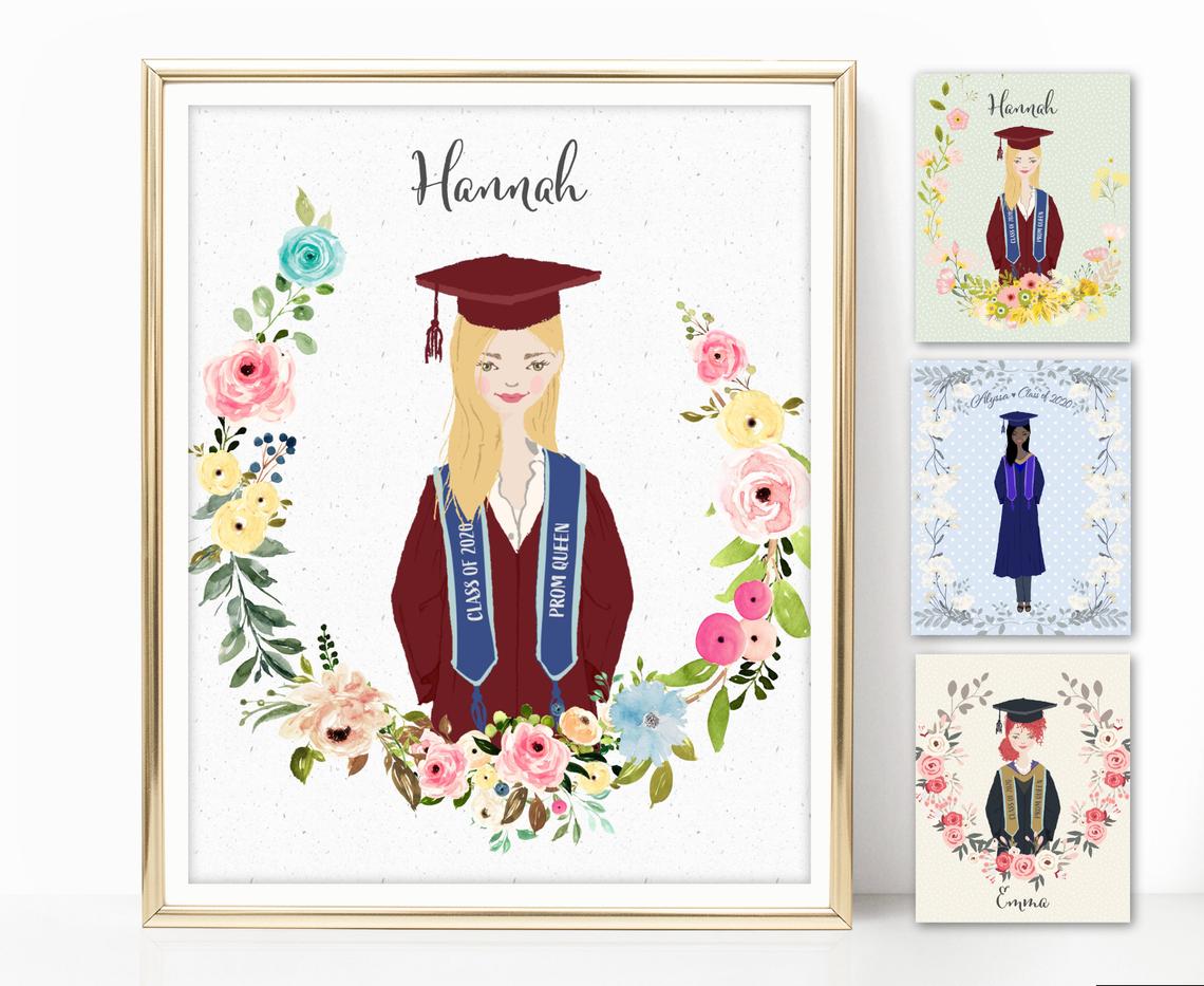 a graduation card with flowers and a graduate\'s cap