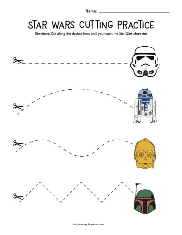 star wars cutting practice printable