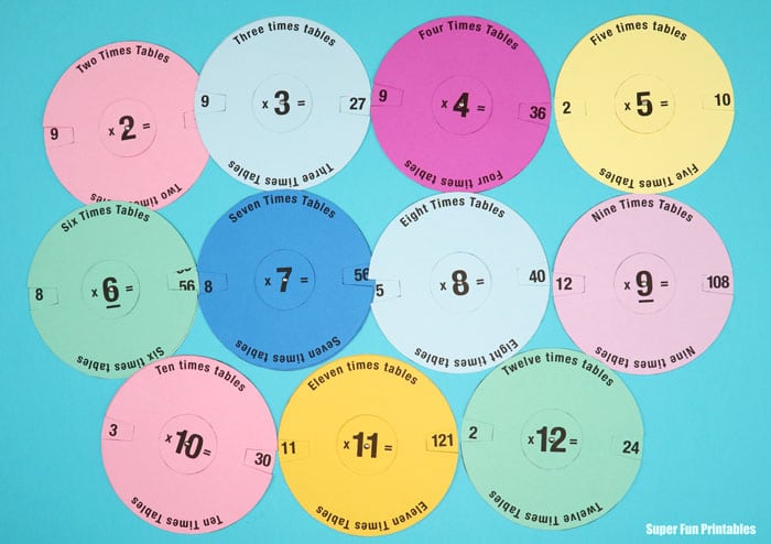 times table spinner printable