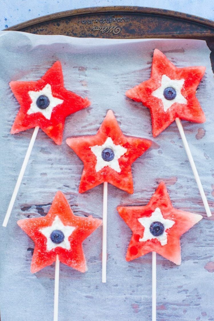 watermelon ice pops in star shapes