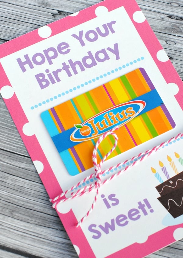 hope your birthday is sweet printable birthday card with gift card holder