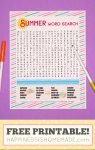 Printable summer word search for kids.