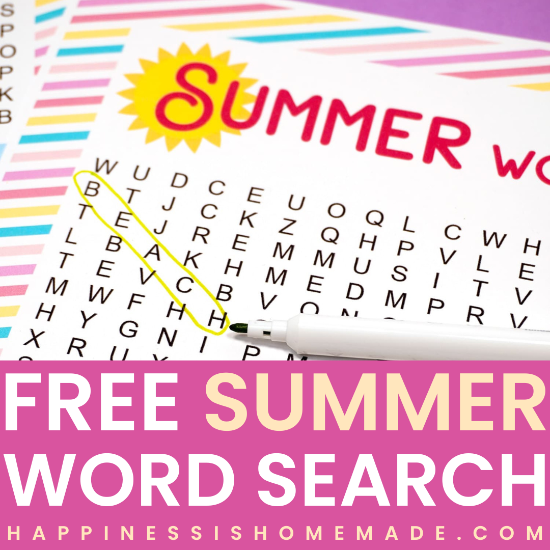 Free Summer word search 
