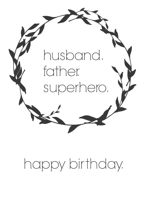 husband. father. superhero. printable birthday card