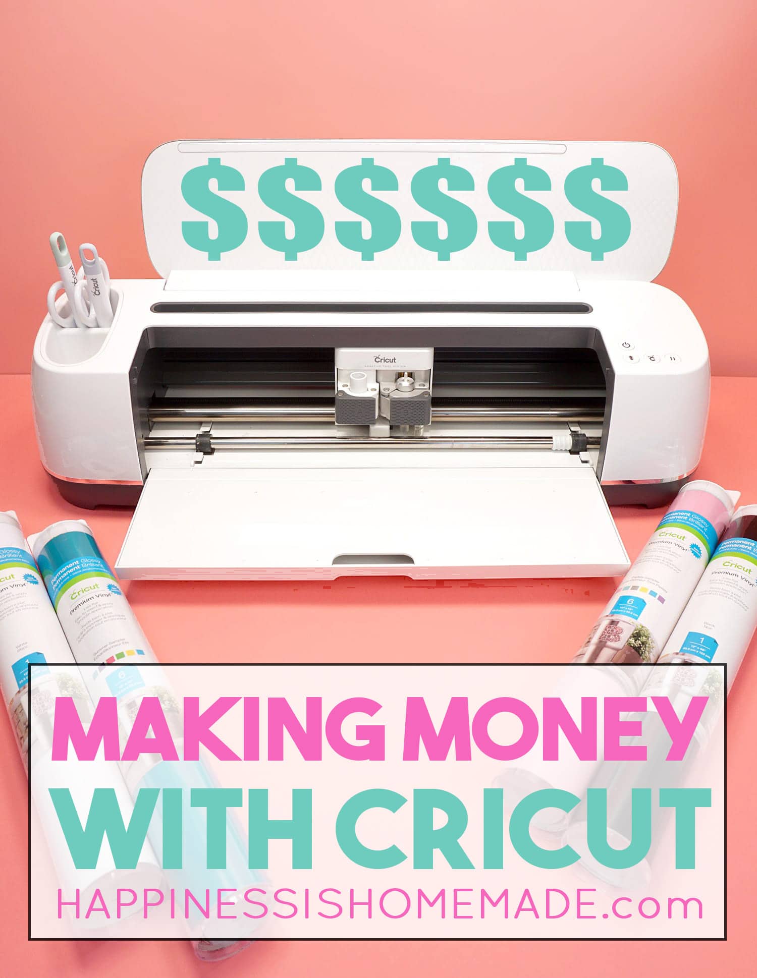 Cricut maker with the text, \"Making Money with Cricut\"